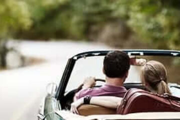 couple driving car