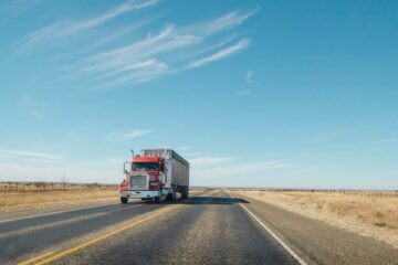 truck trailer on the straight road
